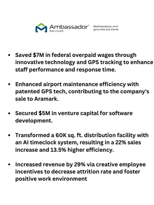 Reconceived company’s business model through the purchase of $3.5M digital printer, reducing labor requirements by $1.3M and attracting national brands as new clients. Achieved ISO 9000 certificat-2